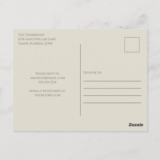 ブライダルシャワーミニマシンプルリスト結婚のドレス ポストカード (裏面)