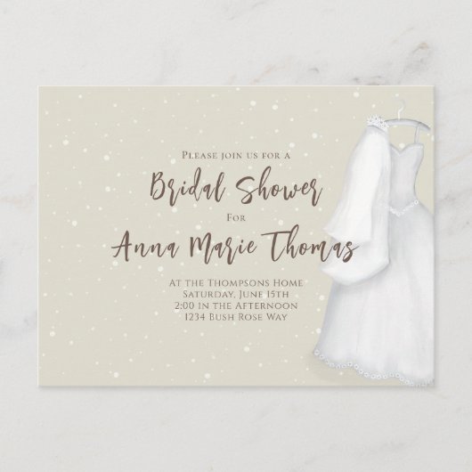 ブライダルシャワーミニマシンプルリスト結婚のドレス ポストカード (正面)