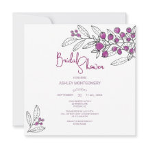 ブライダルシャワーミニマリストパープルベリー葉ズ