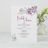 ブライダルシャワーミニマリストパープル葉ズベリー 招待状 (スタンド正面)