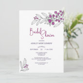 ブライダルシャワーミニマリストパープル葉ズベリー 招待状 (スタンド正面)