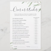 ブライダルシャワーミニマルゲームの上または下の緑 (正面)