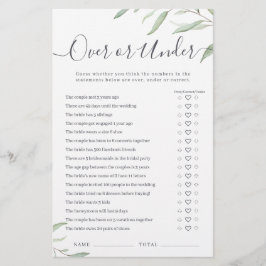 ブライダルシャワーミニマルゲームの上または下の緑