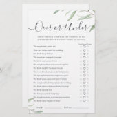 ブライダルシャワーミニマルゲームの上または下の緑 (正面/裏面)