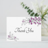 ブライダルシャワーミニマルパープルベリー葉ズ サンキューカード (スタンド正面)