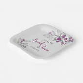 ブライダルシャワーミニマルパープルベリー葉ズ ペーパープレート (傾斜あり)