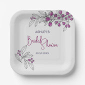 ブライダルシャワーミニマルパープルベリー葉ズ ペーパープレート (正面)