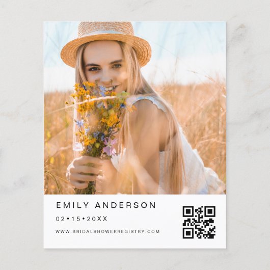 ブライダルシャワーミニマルQRコードシンプル写真 (裏面)