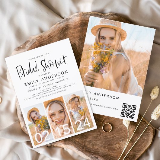 ブライダルシャワーミニマルQRコードシンプル写真