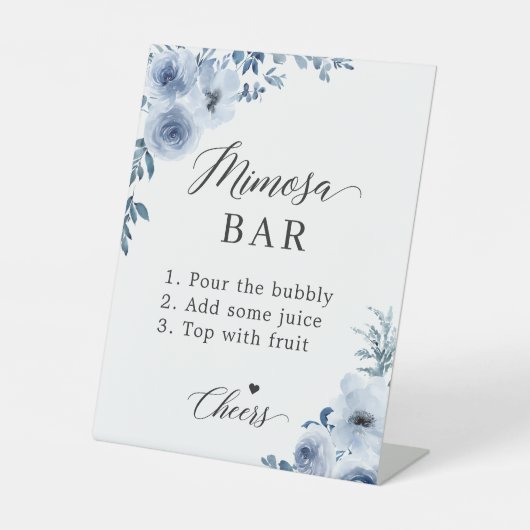 ブライダルシャワーミモサバーダスティーブルーフローラ 台座サイン (正面)