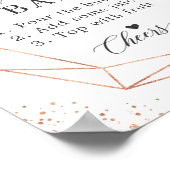 ブライダルシャワーミモザバーの看板 ブラッシュパープル フラワージオメトリックフレーム ポスター (角)