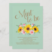 ブライダルシャワーミントウズヒマワラズピンクローズ 招待状 (正面/裏面)