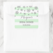 ブライダルシャワーミントストライプーズシルバースノー冬 スクエアシール (バッグ)