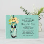 ブライダルシャワーメイスンジャーとワイルドフラワー 招待状 (スタンド正面)