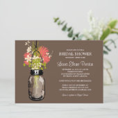 ブライダルシャワーメイスンジャーとワイルドフラワー 招待状 (スタンド正面)