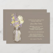 ブライダルシャワーメイスンジャーとワイルドフラワー 招待状 (正面/裏面)