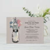 ブライダルシャワーメイスンジャーとワイルドフラワー 招待状 (スタンド正面)
