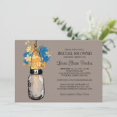 ブライダルシャワーメイスンジャーとワイルドフラワー 招待状 (スタンド正面)