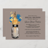 ブライダルシャワーメイスンジャーとワイルドフラワー 招待状 (正面/裏面)
