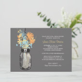 ブライダルシャワーメイスンジャーとワイルドフラワー 招待状 (スタンド正面)