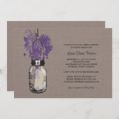 ブライダルシャワーメイスンジャーとワイルドフラワー 招待状 (正面/裏面)