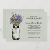 ブライダルシャワーメイスンジャーとワイルドフラワー 招待状 (正面/裏面)