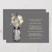 ブライダルシャワーメイスンジャーとワイルドフラワー 招待状 (正面/裏面)