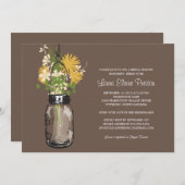 ブライダルシャワーメイスンジャーとワイルドフラワー 招待状 (正面/裏面)