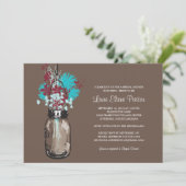 ブライダルシャワーメイスンジャーとワイルドフラワー 招待状 (スタンド正面)