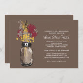 ブライダルシャワーメイスンジャーとワイルドフラワー 招待状 (正面/裏面)