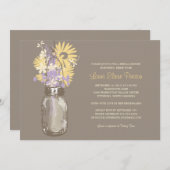 ブライダルシャワーメイスンジャーとワイルドフラワー 招待状 (正面/裏面)