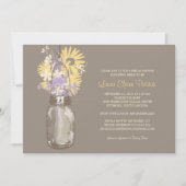 ブライダルシャワーメイスンジャーとワイルドフラワー 招待状 (正面)