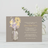 ブライダルシャワーメイスンジャーとワイルドフラワー 招待状 (スタンド正面)