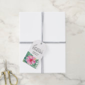 ブライダルシャワーメッセージカード水彩ピンク色の花 ギフトタグ (より糸付き)