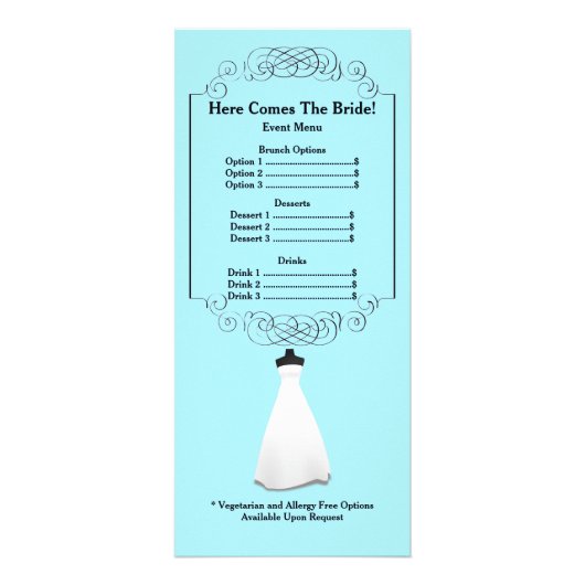 ブライダルシャワーメニューラックカード ラックカード (正面)