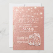 ブライダルシャワーメーソンジャースストリングライトバラ金ゴールドI 招待状 (正面)