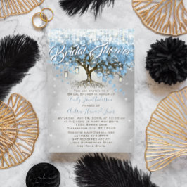 ブライダルシャワーメーソンジャールブルーハートリーフツリー 招待状