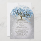 ブライダルシャワーメーソンジャールブルーハートリーフツリー 招待状 (正面)