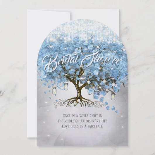 ブライダルシャワーメーソンジャールブルーハートリーフツリー 招待状 (裏面)