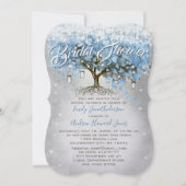 ブライダルシャワーメーソンジャールブルーハートリーフツリー 招待状 (正面)