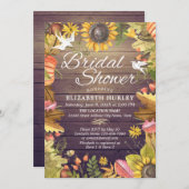 ブライダルシャワーメープル葉パンプキンスマーフラワーウッド 招待状 (正面/裏面)