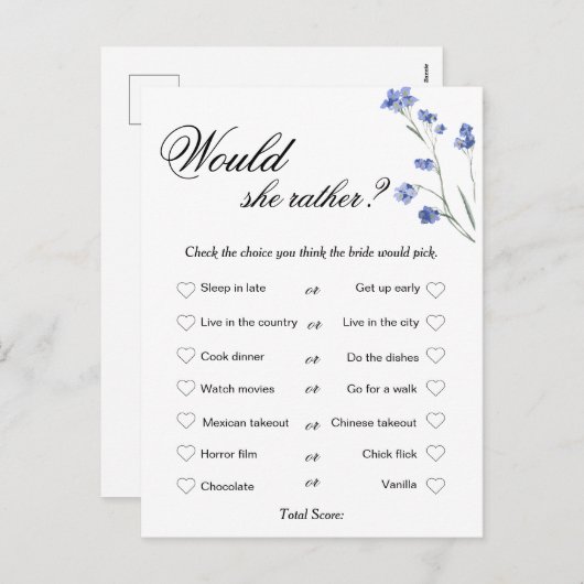 ブライダルシャワーモダンゲーム,誰が花嫁を知っている シーズンポストカード (正面/裏面)