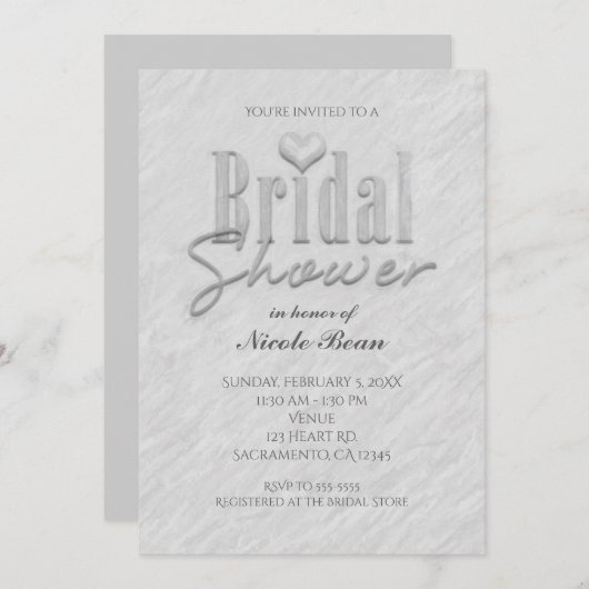 ブライダルシャワーモダンシックホワイトグレー招待状 招待状 (正面/裏面)