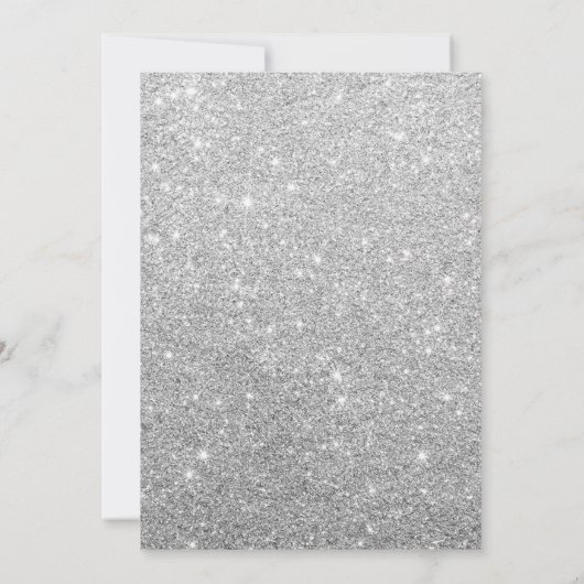 ブライダルシャワーモダンシルバーグリッターエレガント 招待状 (裏面)