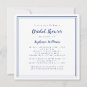 ブライダルシャワーモダンスクエアエレガントクラシックブルー 招待状 (正面)