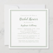 ブライダルシャワーモダンスクエアエレガントセージグリーン 招待状 (正面)