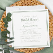 ブライダルシャワーモダンスクエアエレガントセージグリーン 招待状