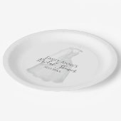 ブライダルシャワーモダンス結婚ウォーター・カラー・ブライド・ガウン ペーパープレート (アングル)