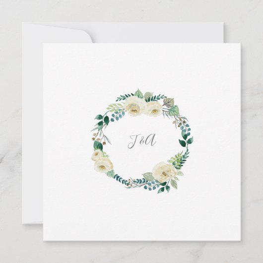 ブライダルシャワーモダンバタフライバラ紫リース 招待状 (裏面)