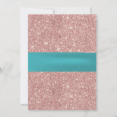 ブライダルシャワーモダンバラ金ゴールドグリッターティール(緑がかった色)リボン 招待状 (裏面)